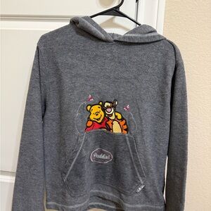 Disney vintage y2k Winnie The Pooh Eeyore Tigger gray fleece pullover hoodie